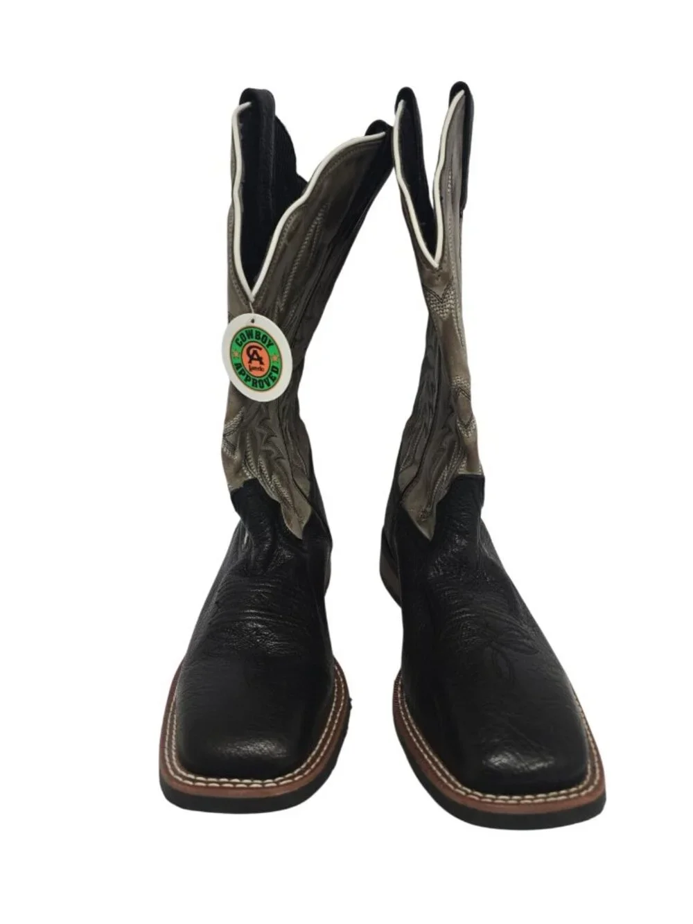 Laredo Men's 7910 Isac Square Toe Leather Cowboy Western Boot Black Gray 9.5D
